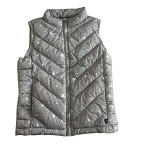 GAP Girl's Sm Gray & White Stars Sleeveless Zip ColdControl Water Resistant Vest